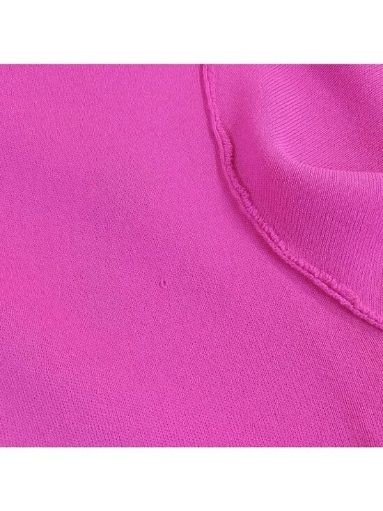 Michael Kors Women's Magenta Mock Neck Knit Sheath Dress Hot Pink LARGE Stretch - Picture 11 of 16